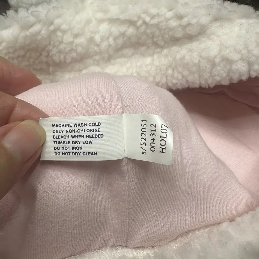 Baby Gap Infant Jacket Pink White Sherpa Fleece Sz 0-3 month Coat Lined Zip Y2K